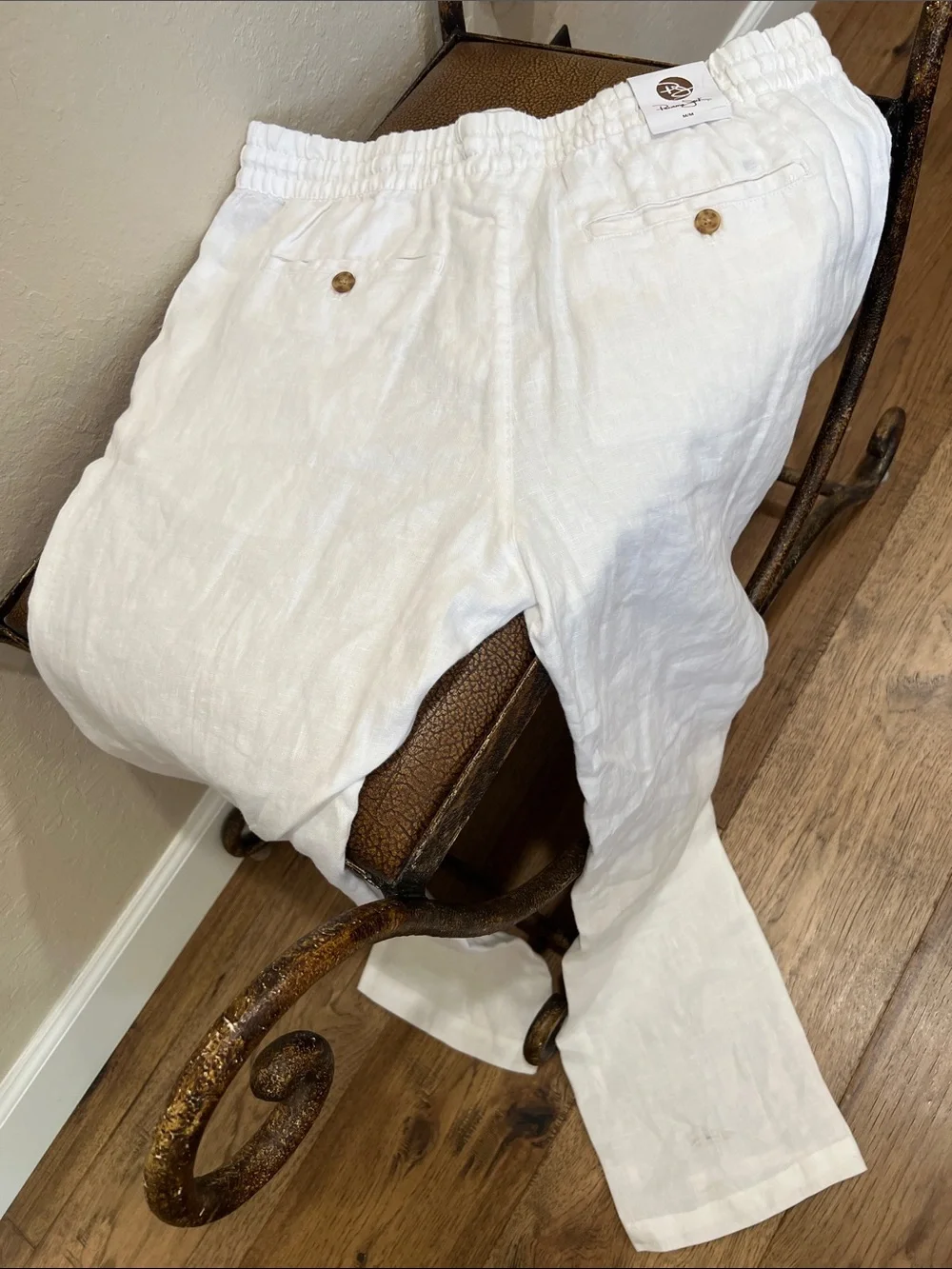 Brand New Panama Jack White Linen Lightweight Drawstring Tropical 🏝️ Chinos!